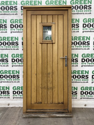 Hardwood wooden front door - front,