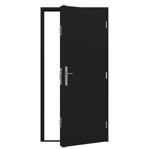 Jet black security steel door - jet,